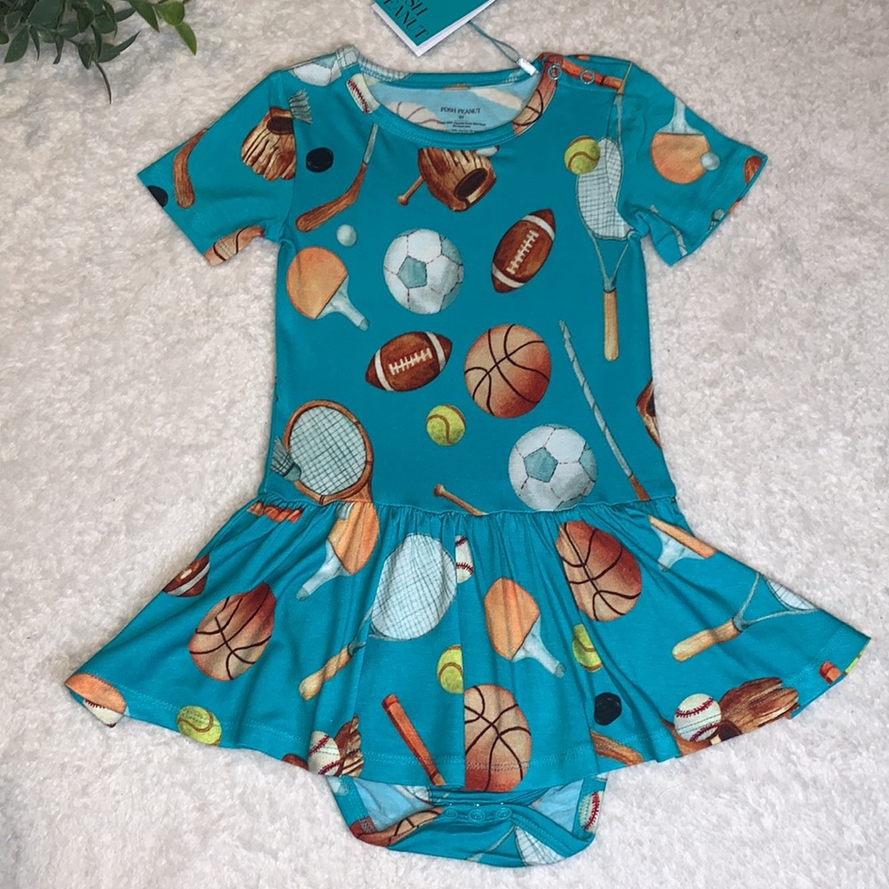 NWT Posh Peanut Sports Day Twirl Bodysuit Dress 2T